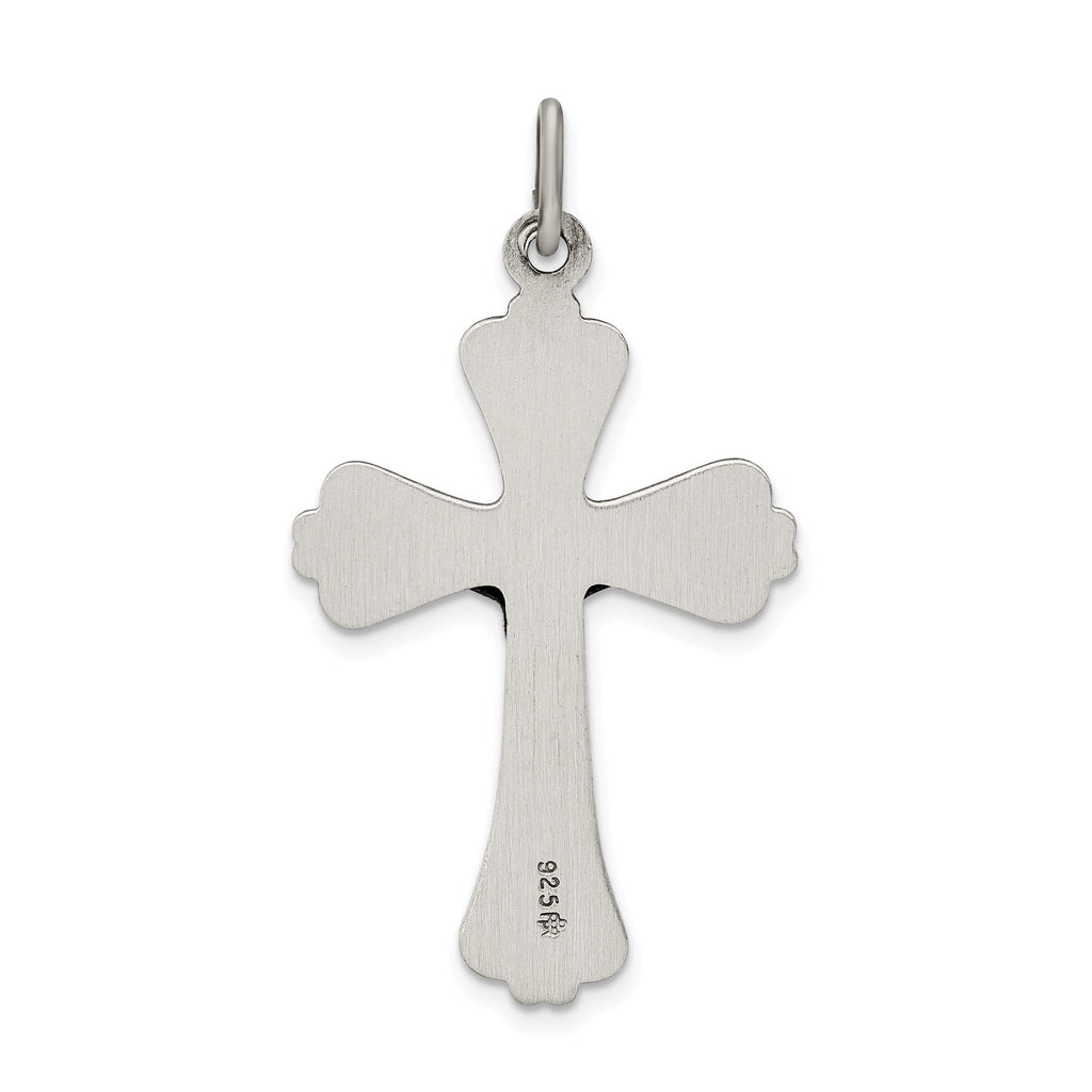 Sterling Silver 925 INRI Crucifix Pendant with Antiqued Brushed Finish