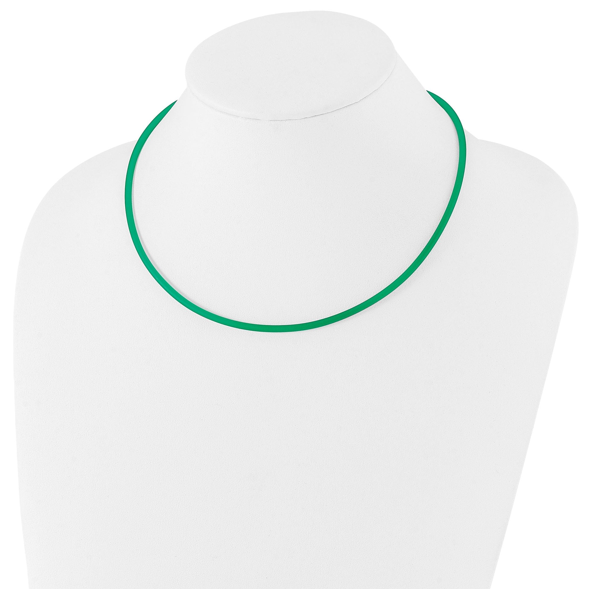 Sterling Silver 3mm Emerald Rubber Cord Necklace Secondary image