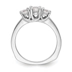 14K White Gold 3-Stone (Holds 1/2 carat (4.7mm) Round Center) Includes 2-4.00mm Round Side Diamonds Semi-Mount Engagement Ring