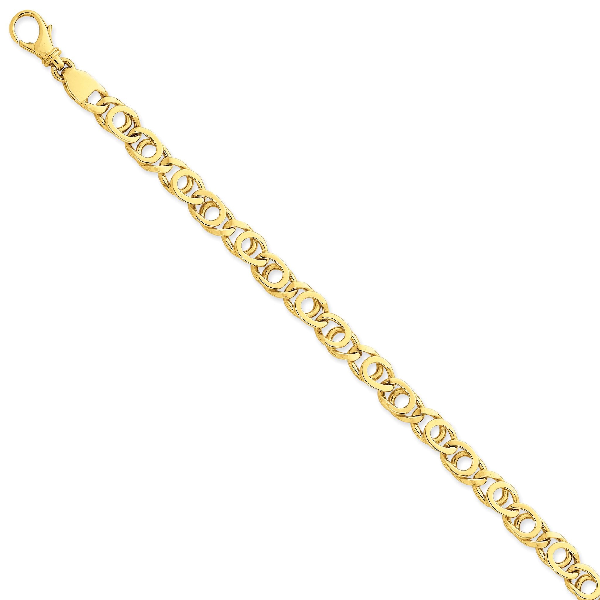 14K Gold Fancy Link Bracelet with Polished Finish Elegant Style