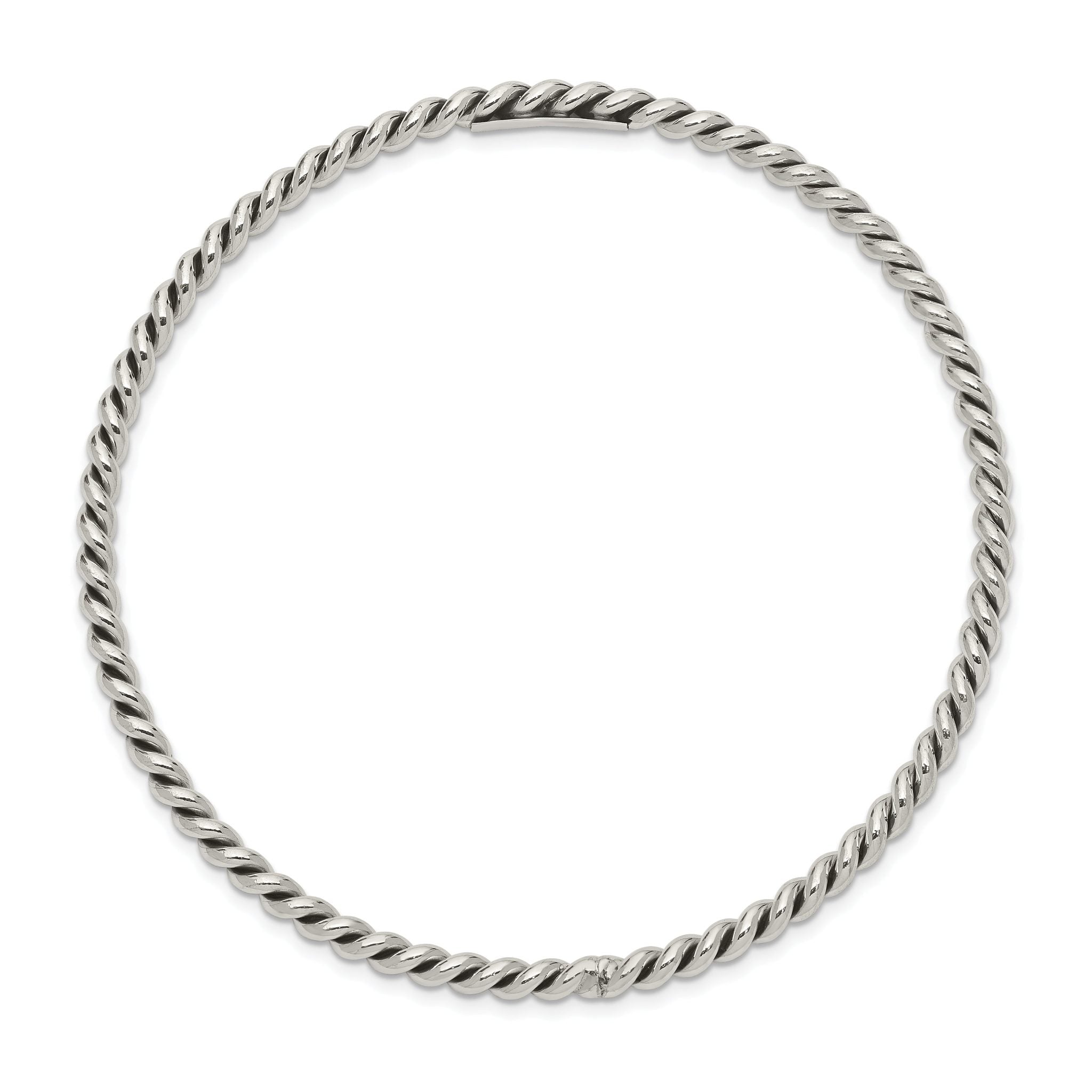 Sterling Silver 925 Women's Polished Twisted Slip-On Bangle Handcrafted Elegance Secondary image