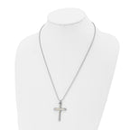 Diamond-Cut Cross Pendant Necklace in Stainless Steel & 14K Gold