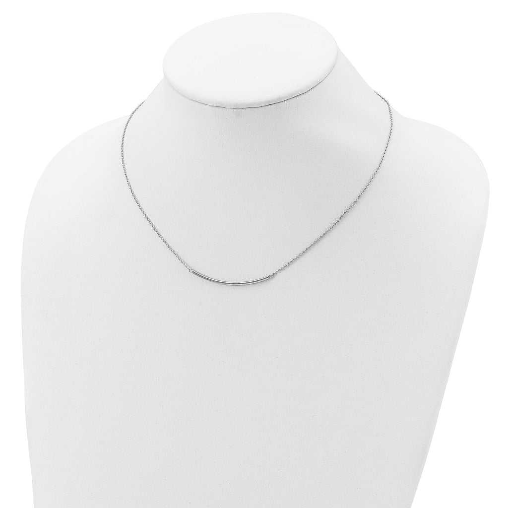 Sterling Silver Rhodium-plated Polished With 1 inch ext. Bar Necklace