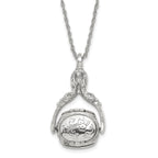 1928 Jewelry Silver-tone Three Sided Spinning Floral Pattern Oval 13mm Lockets 30 inch Necklace Holds 6 Photos