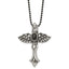 Stainless Steel Men's Necklace with Black Agate Winged Cross