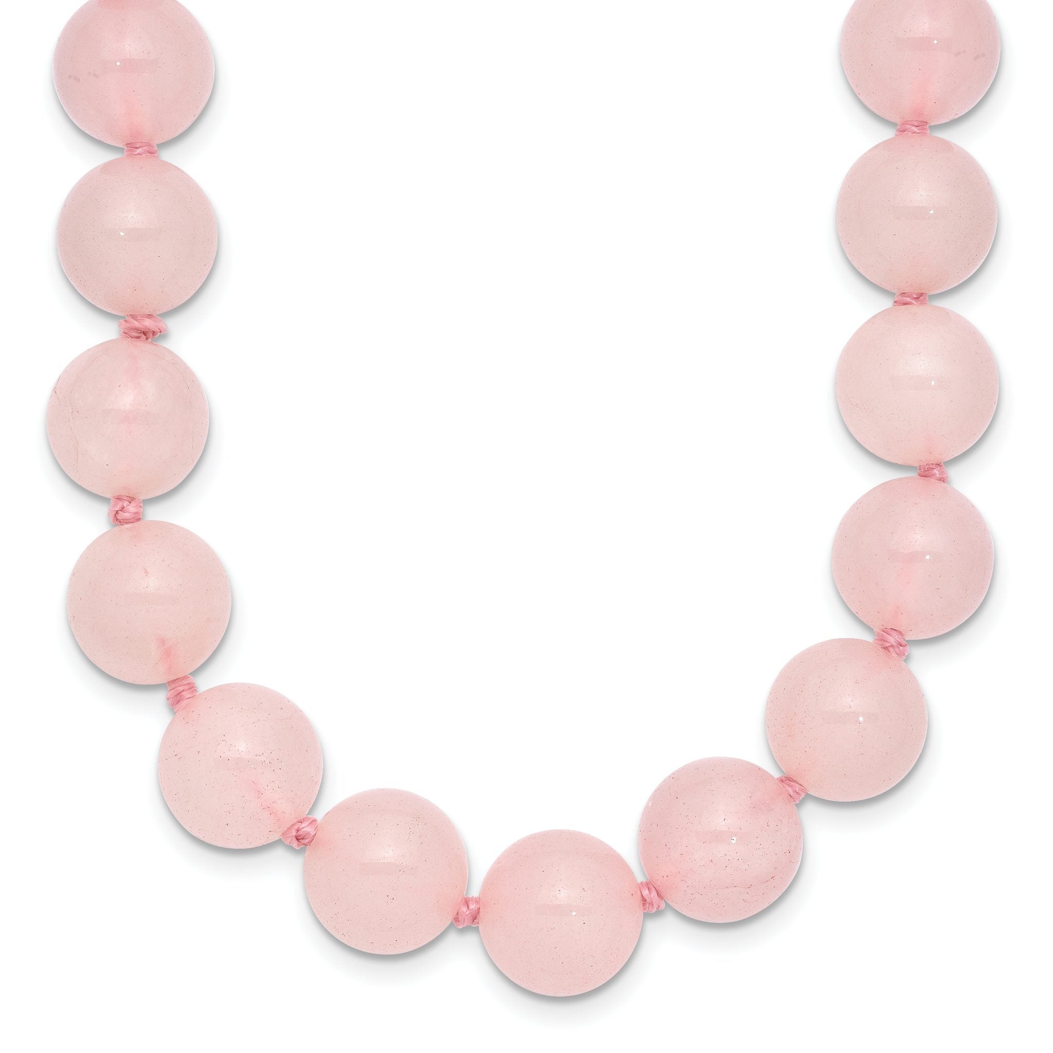 10-10.5mm Smooth Beaded Rose Quartz Necklace With Sterling S.RH Clasp Main image