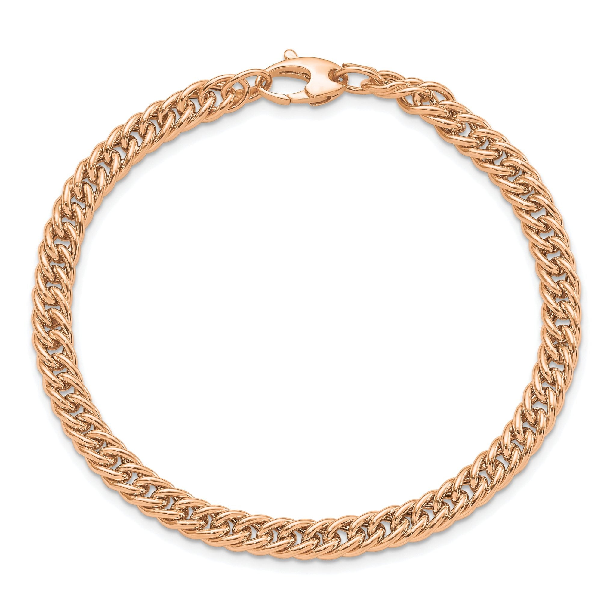 14K Rose Gold Polished Curb Link Bracelet