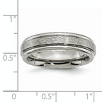 Grooved Edge Comfort-Fit Wedding Band in Titanium, 6mm