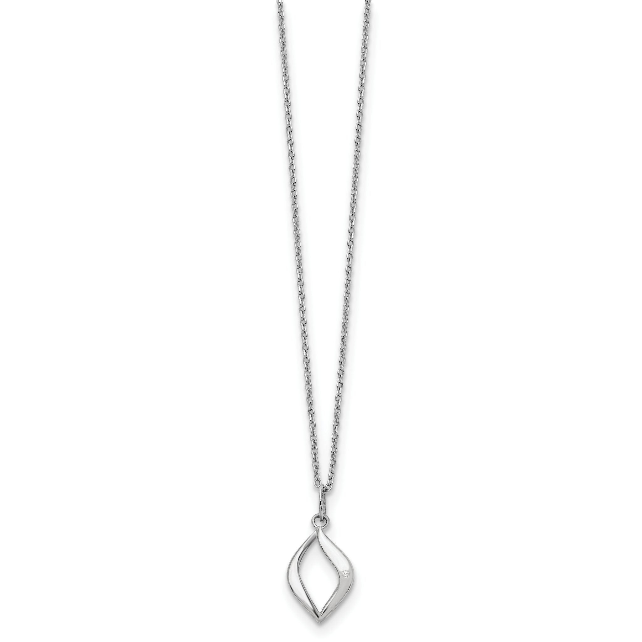 Sterling Silver Diamond Necklace with Rhodium Polish and Extender Secondary image
