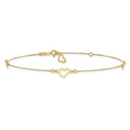 Open Hearts 3-Station Anklet in 14K Yellow Gold