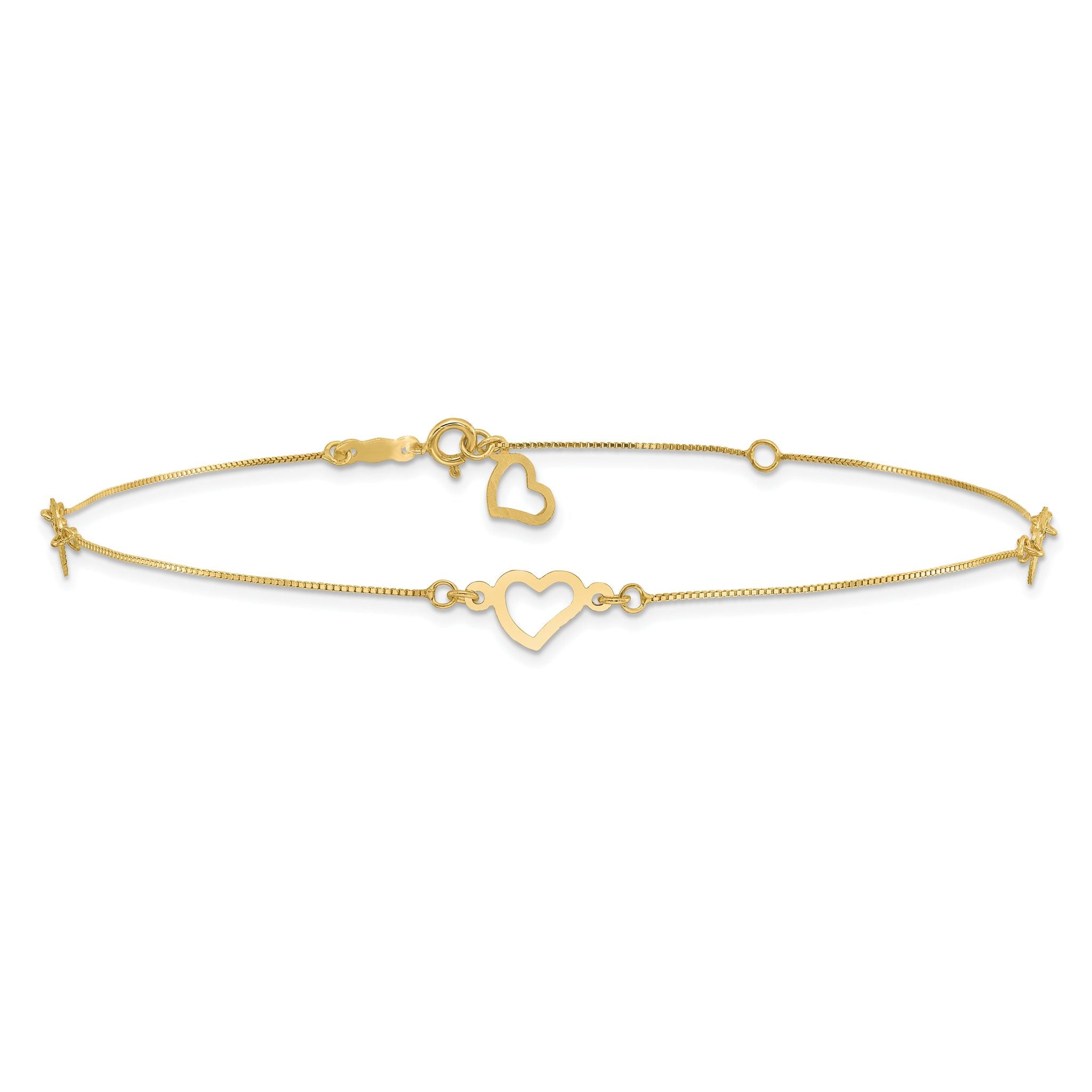 Open Hearts 3-Station Anklet in 14K Yellow Gold