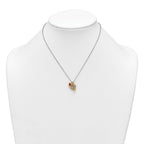 Sterling Silver Rose and Yellow Gold-plated Polished CZ Pawprint Heart and Bone 16 Inch with 2 Inch Extension Necklace
