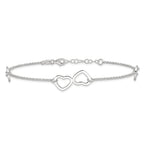Sterling Silver Hearts 9 inch Plus 1 inch Extender - Total 10 inch Anklet