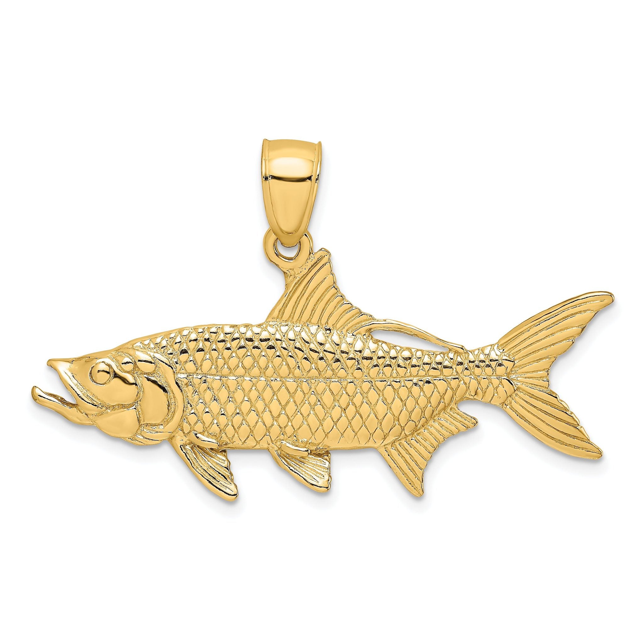 14K 3-D Textured Oxeye Tarpon Fish Charm Main image