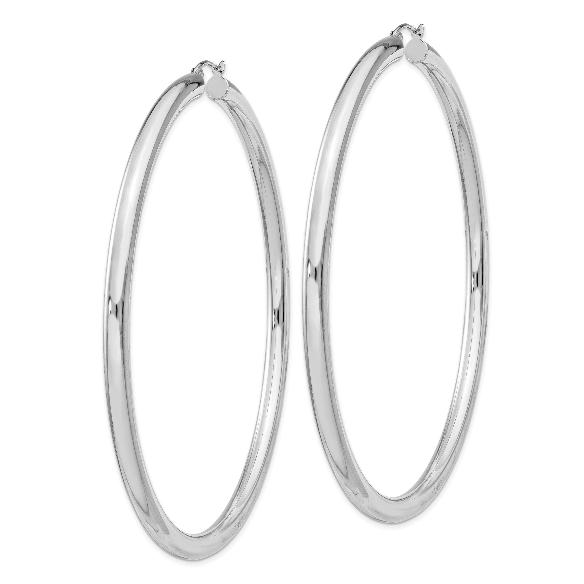 Sterling Silver Rhodium-plated 4mm Round Hoop Earrings Secondary image
