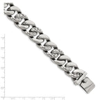Stainless Steel Polished and Textured Snake Skin Design Curb Bracelet for Men