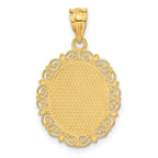 14K Gold Gemini Zodiac Oval Pendant with Polished Satin Finish