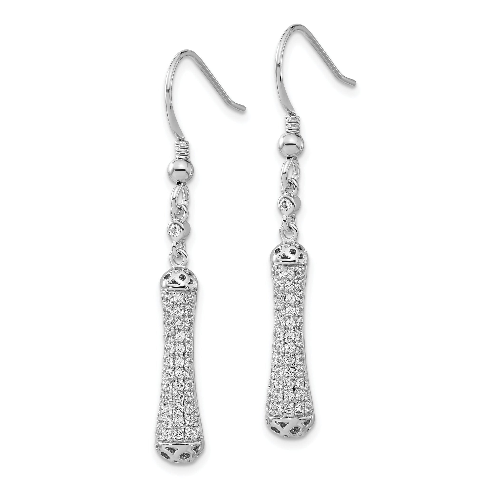 Sophia Jewelers Sterling Silver CZ Dangle Earrings with Rhodium Polish Secondary image