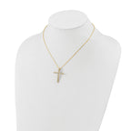 Sterling Shimmer Sterling Silver Gold-tone Flash Gold-plated 2.3mm CZ 21 Stone Cross 16 inch with 2 inch Extension Necklace