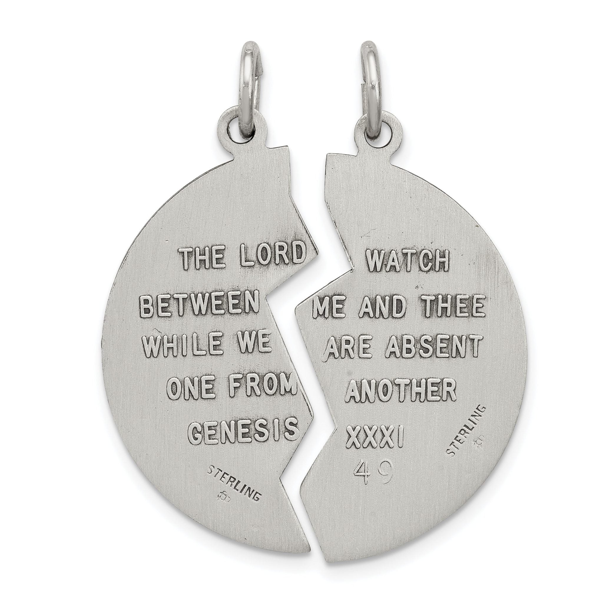 Antiqued 925 Sterling Silver Mizpah Charm Pendant Vintage Inspired