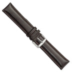 Dark Brown Leather Watch Band in Chronograph Style, 22mm