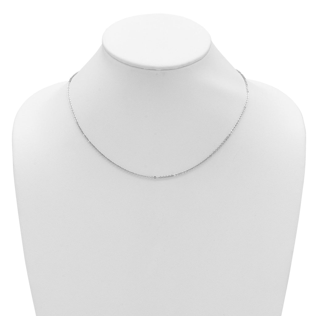 14K White Gold 1.7mm Flat Cable 1in+1in Adjustable Chain