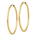 10k Polished Round Endless 2mm Hoop Earrings