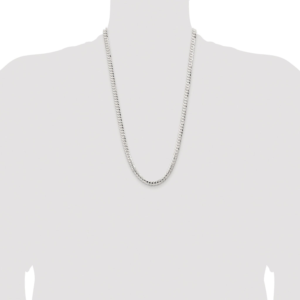 Concave Beveled Curb Chain in Sterling Silver, 5.65mm