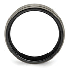 Titanium Wedding Band with Grooved Texture and Polished Finish