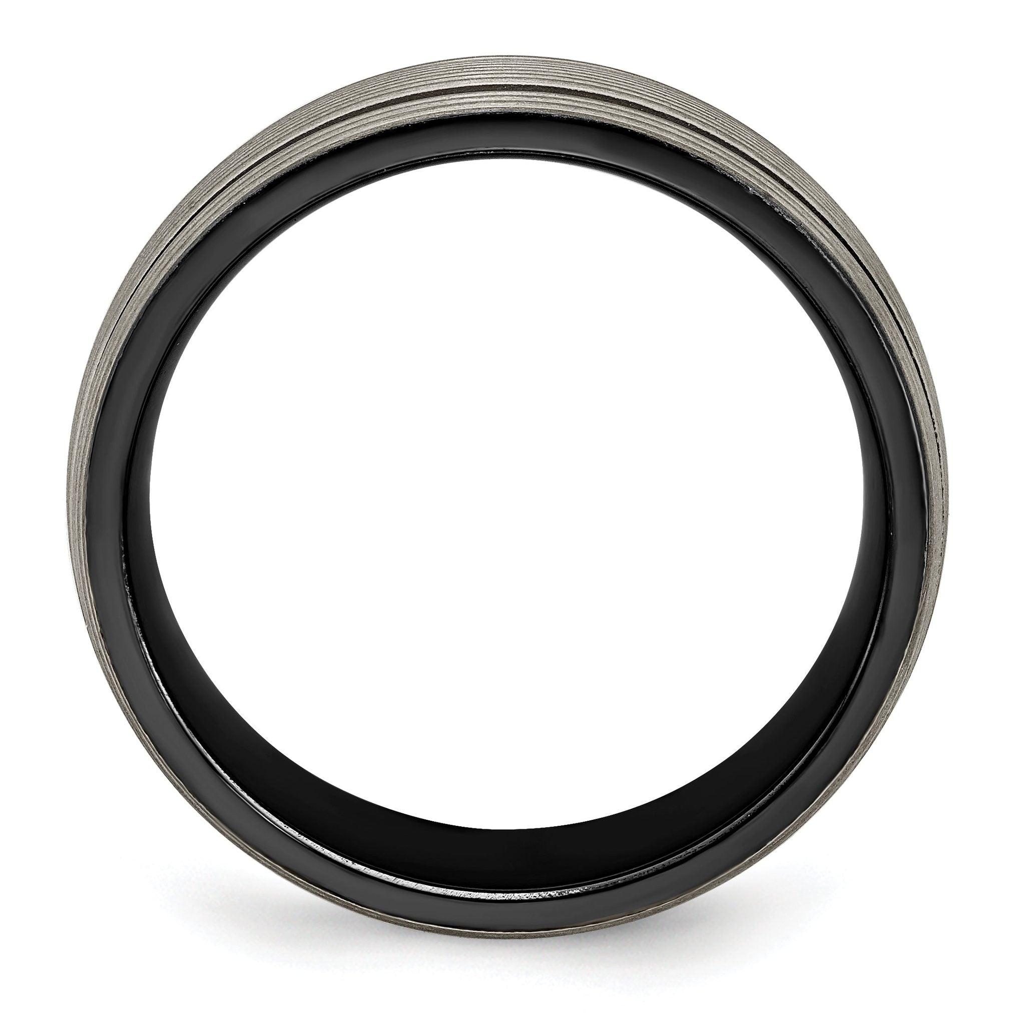 Titanium Wedding Band with Grooved Texture and Polished Finish