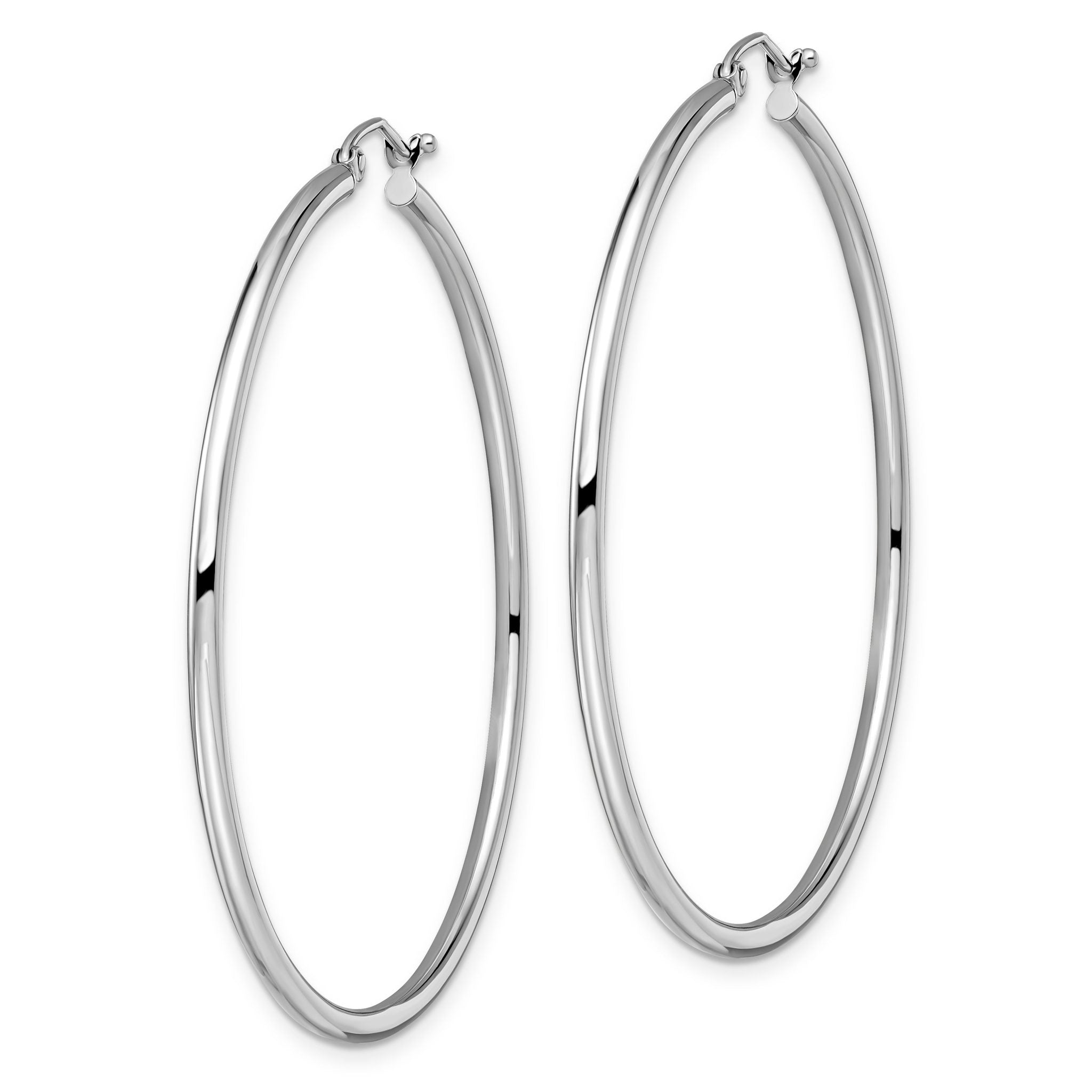 10K White Gold Polished Hinged Hoop Earrings Secondary image