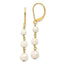 14k 4-6mm White Semi-round FW Cultured Pearl Gaduated Leverback Earrings