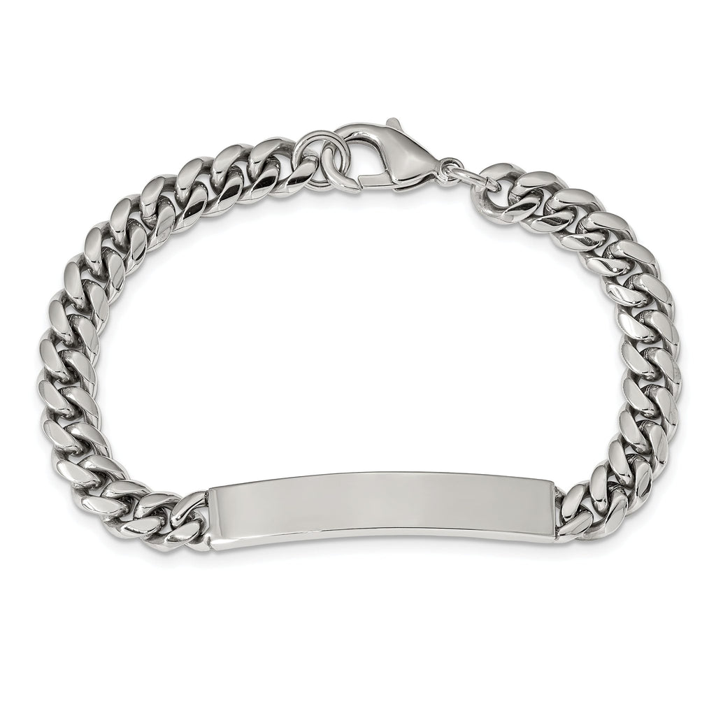 Stainless Steel Polished Curb Chain ID Bracelet for Men