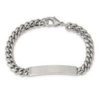Stainless Steel Polished Curb Chain ID Bracelet for Men