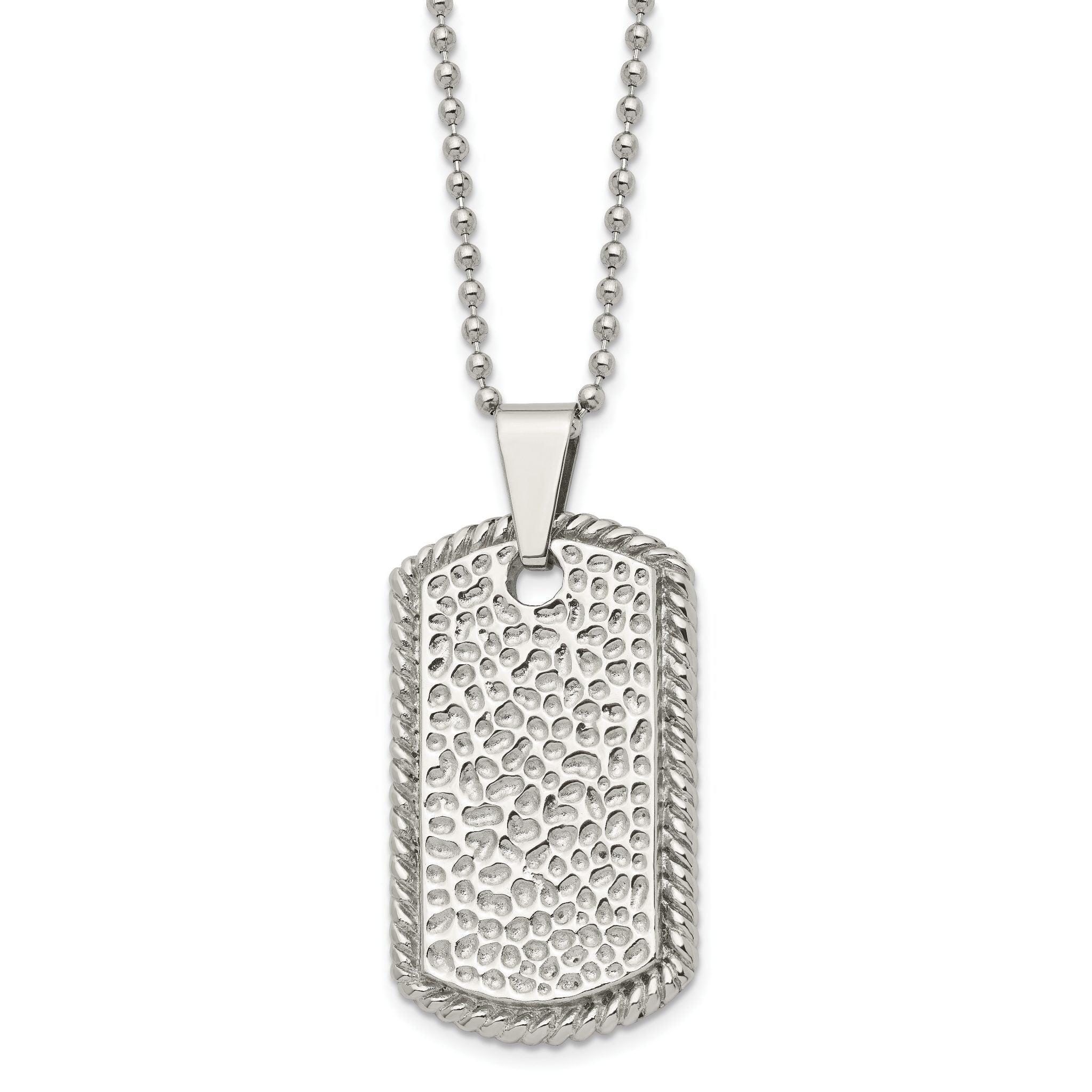 Stainless Steel Polished and Textured Dog Tag 22in Necklace Main image