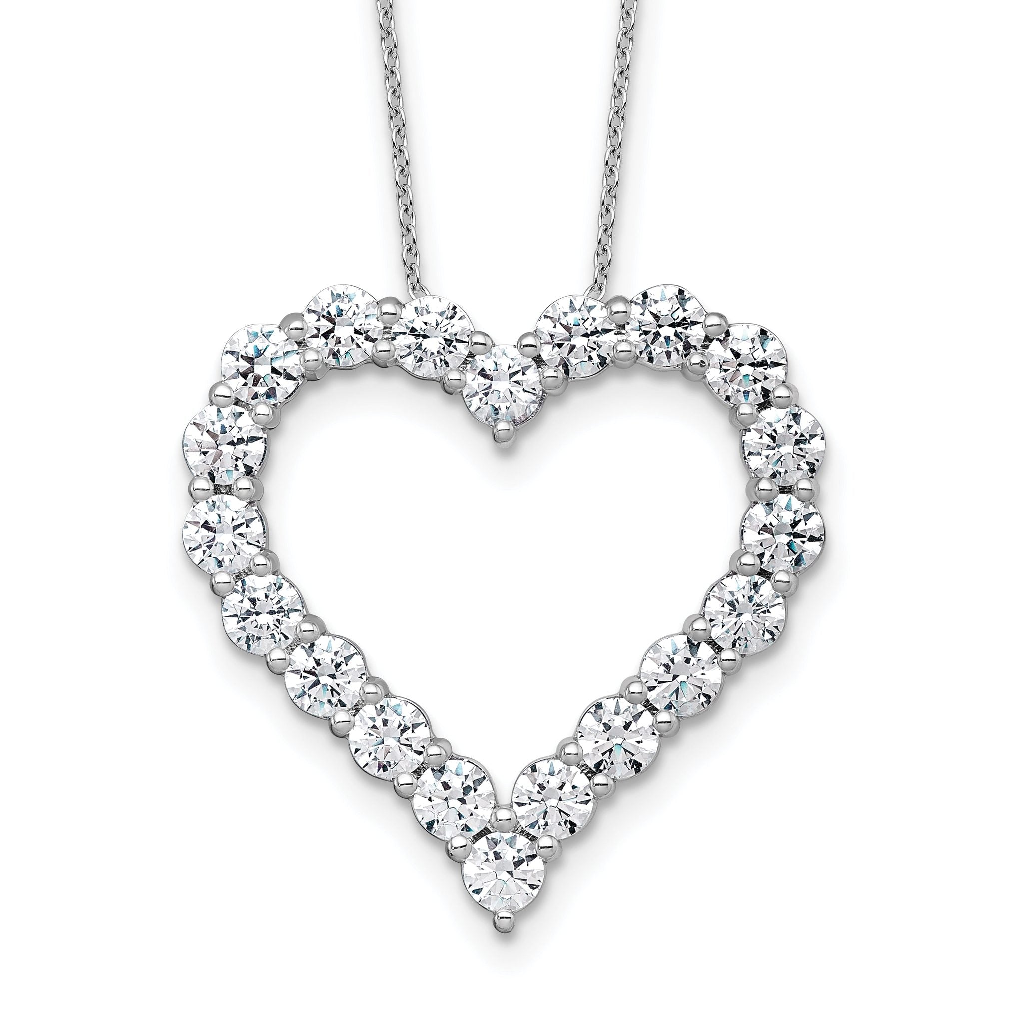 14k White Gold 4 carat Lab Grown Diamond VS+ F+ Complete 18 inch Heart Pendant Necklace Main image
