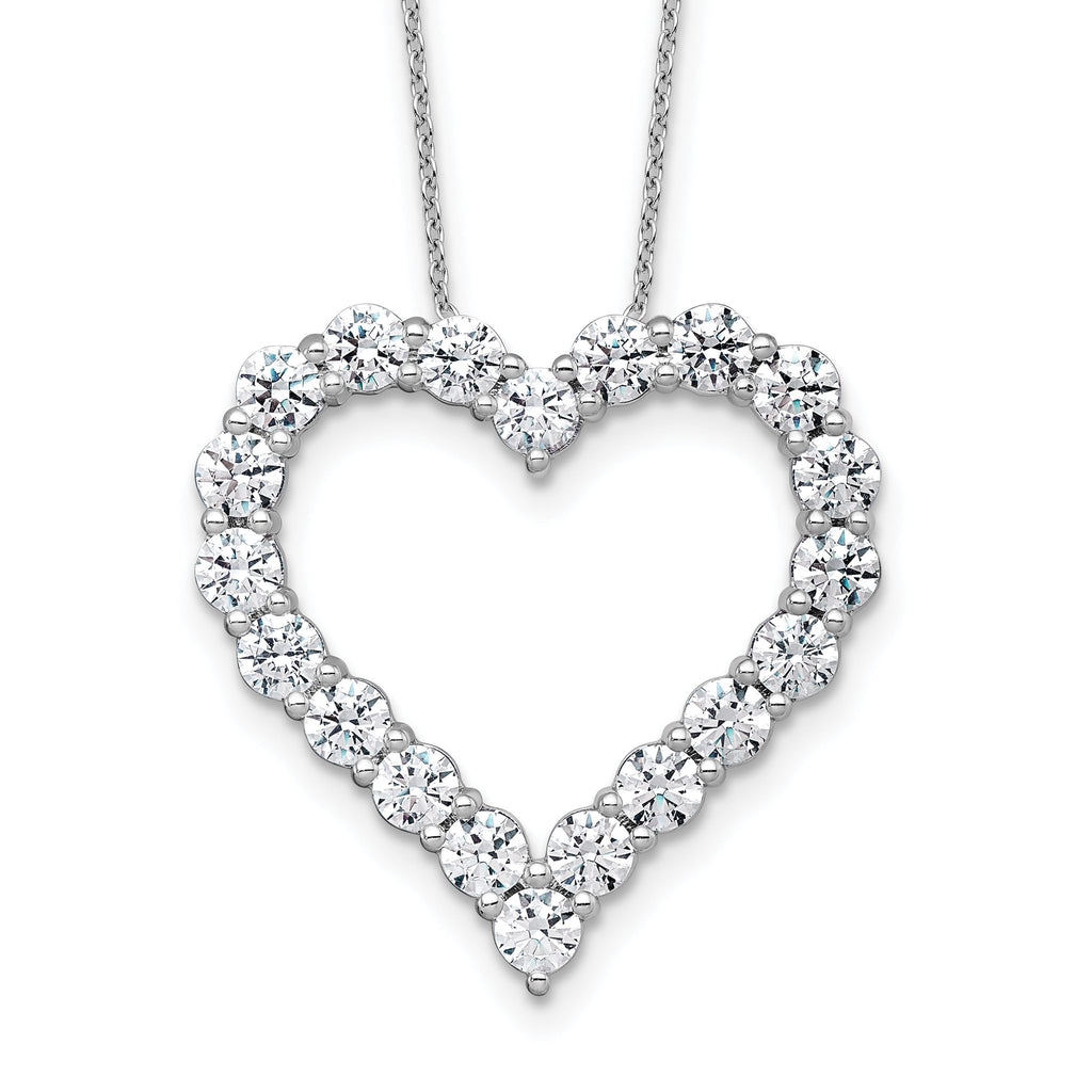 14k White Gold 4 carat Lab Grown Diamond VS+ F+ Complete 18 inch Heart Pendant Necklace