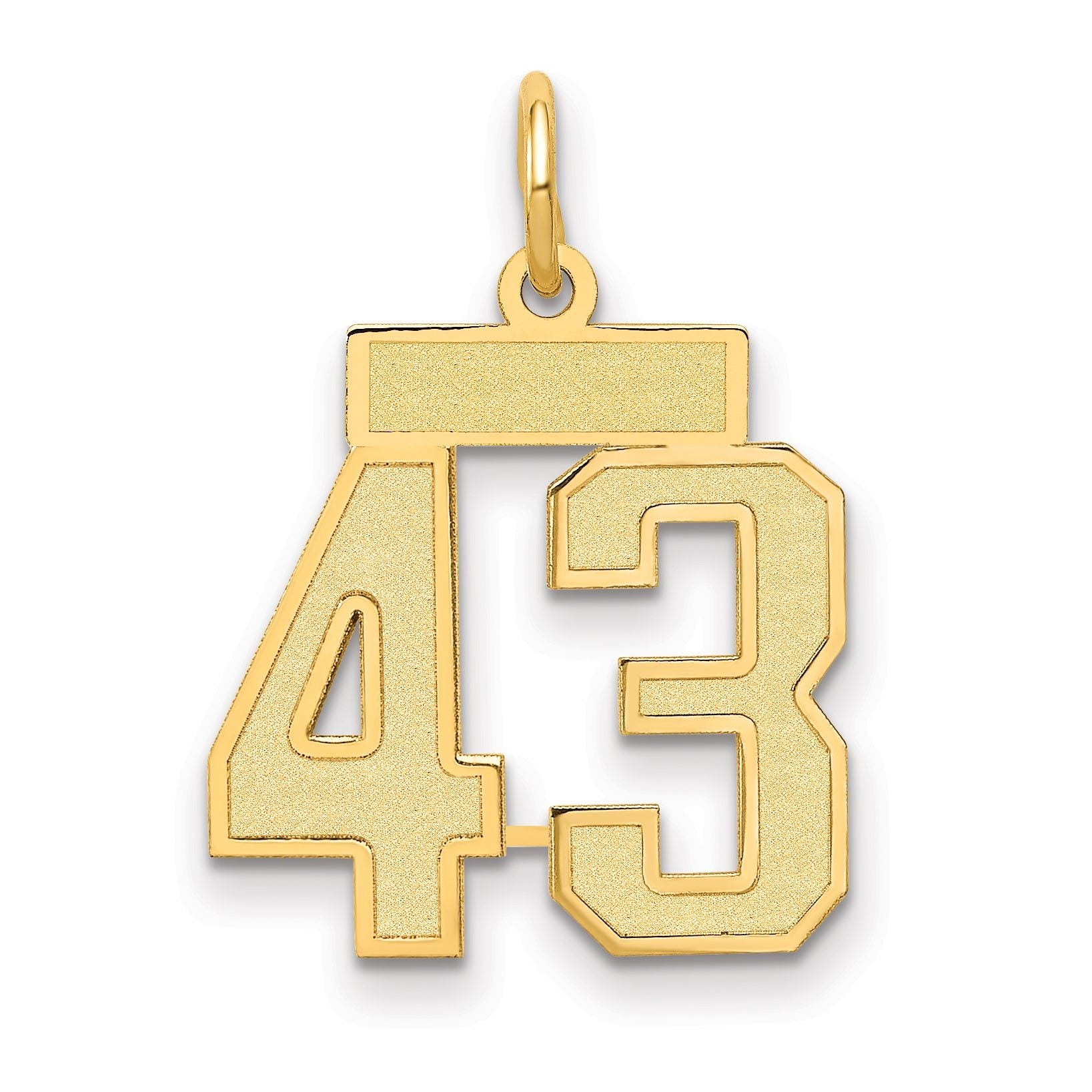 14K Gold Small Satin Number 43 Charm with Brushed Finish Main image