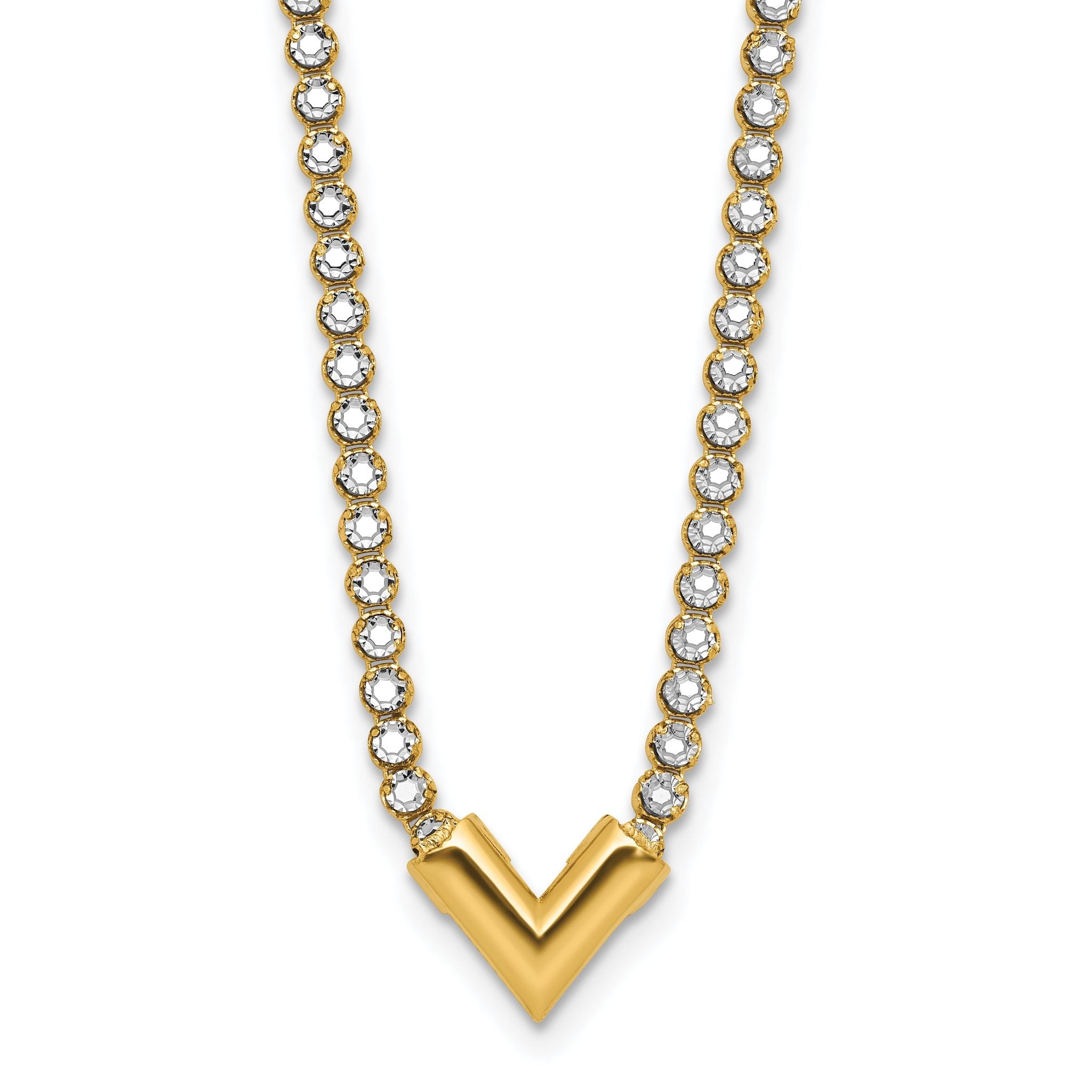 14K w/RH-plating Polished Fancy 18in Necklace Main image