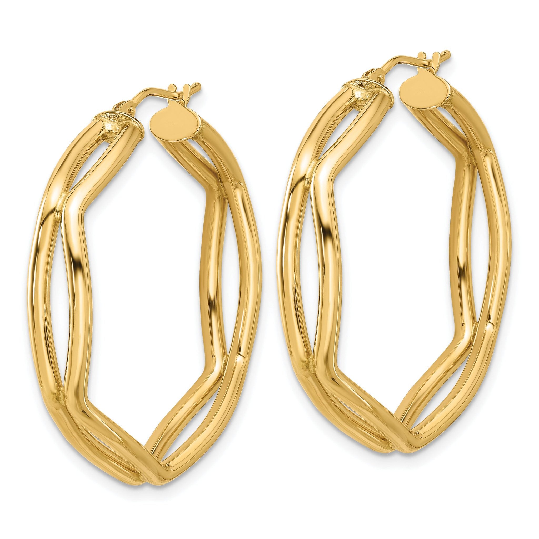 14K Polished Geometric Hoop Earrings Secondary image