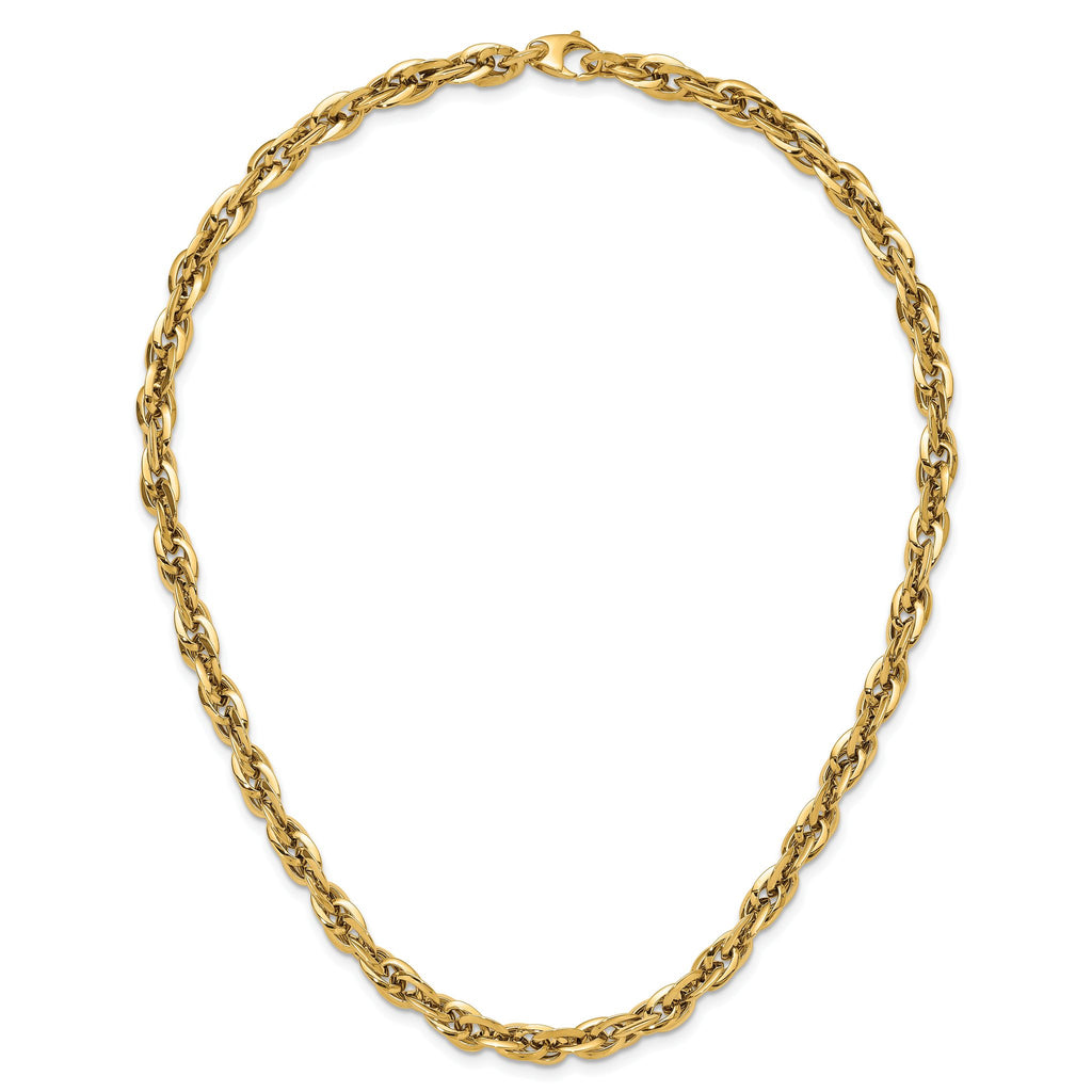 14K Gold Polished Fancy Link Necklace with Lobster Clasp