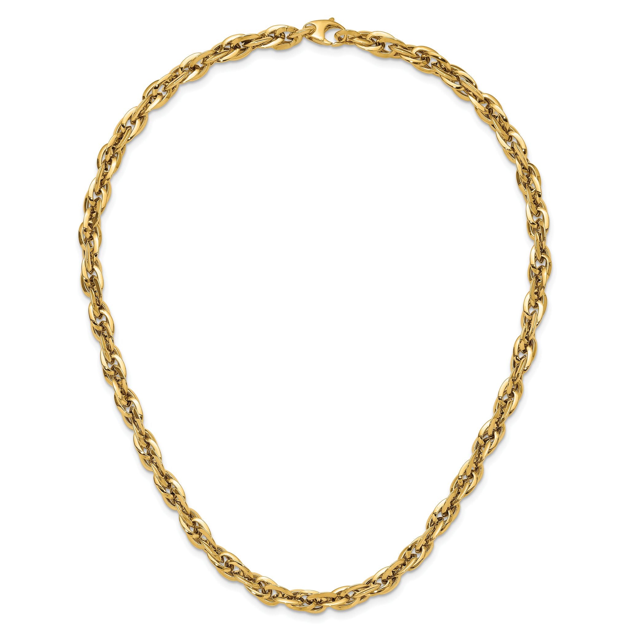 14K Gold Polished Fancy Link Necklace with Lobster Clasp
