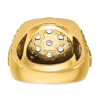 14k Men's Polished Satin and Diamond-cut Round Cluster Ring Mounting, Mounting Only