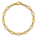 14K Polished and Diamond-cut Fancy Link w/.5in Ext. Bracelet