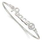 Sterling Silver 925 Polished CZ Peace Bangle with Rhodium Plating