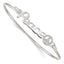 Sterling Silver 925 Polished CZ Peace Bangle with Rhodium Plating
