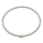 Sterling Silver 14K Gold London Blue Topaz Bangle Elegant Design