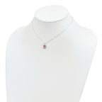 Sterling Silver Polished Red & Green Enameled Flower Children's Necklace