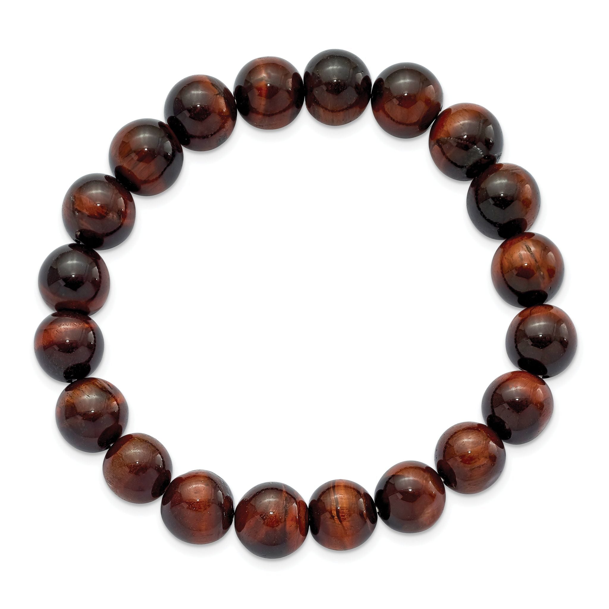 10mm Red Tiger's Eye Agate Beaded Stretch Bracelet