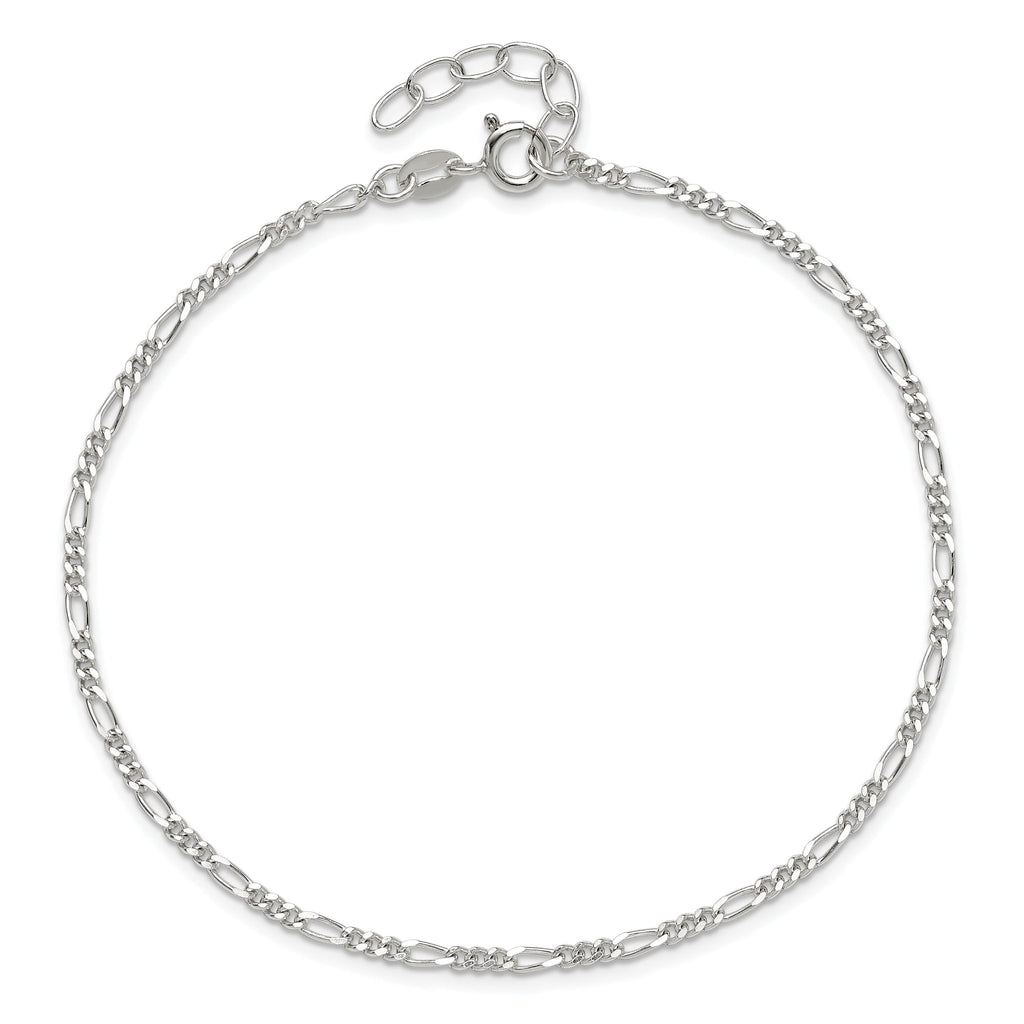 Figaro Chain Anklet in Sterling Silver